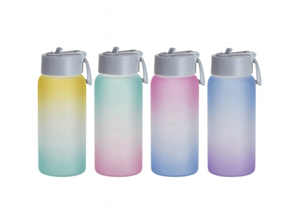 Sublimation Blanks 25oz/750ml Glass Sports Bottle w/ Grey Straw Lid