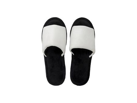 Sublimation Adult Fuzzy Slippers  (White/Black, 40-41#)