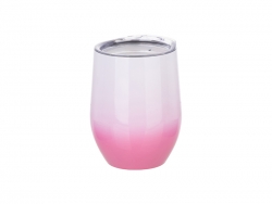 Sublimation 12oz/360ml Stainless Steel Stemless Cup w/ Lid (Gradient Color White &amp; Pink)