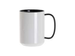 Sublimation Blanks 15oz Two-Tone Color Mug-Black (Black Glass Handle)