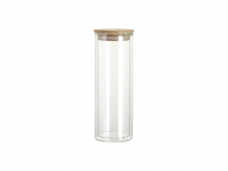 Sublimation Blanks 20oz/600ml Double Wall Clear Skinny Glass Tumbler with bamboo lid