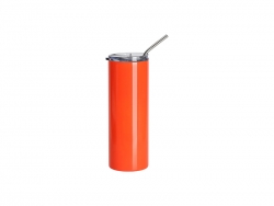 Sublimation Blanks 20oz/600ml Stainless Steel Fluorescent Tumbler with Straw &amp; Lid(Orange)