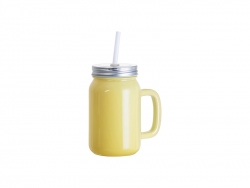 Sublimation Blanks 12oz/350ml Full Color Mason Jar W/ Handle(Yellow)