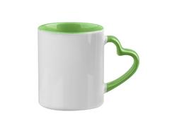 Sublimation 11oz Inner Rim Color Mug with Heart Handle (Light Green)