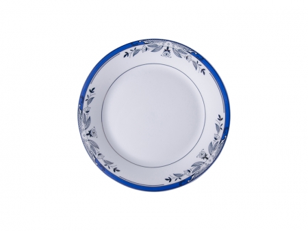 Sublimation 8&quot; Rim Plate w/ Blue Flower